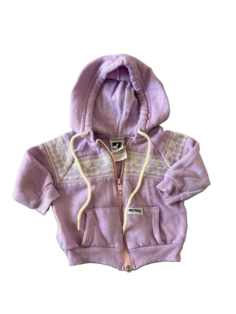 Vintage jog Togs Newborn Baby Hoodie Lavender Full Zip Made in USA 14 Lbs